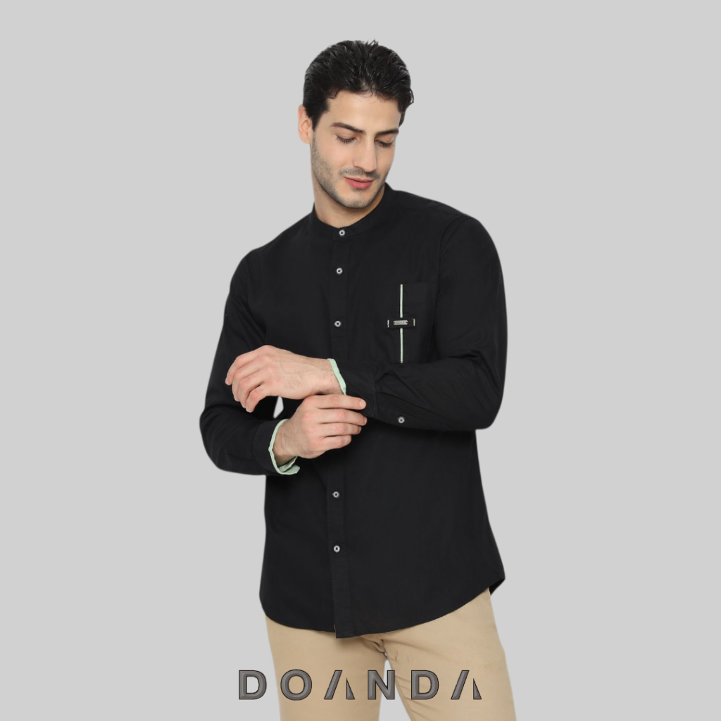 Doanda - Baju Koko Pria Dewasa Lengan Panjang Regular - Kemeja Muslim Pria Katun Twill