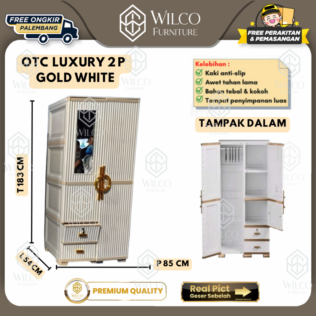 Lemari Plastik Olymplast OTC LUXURY 2P Gold White | Lemari Baju 2 Pintu Plastik Murah Palembang