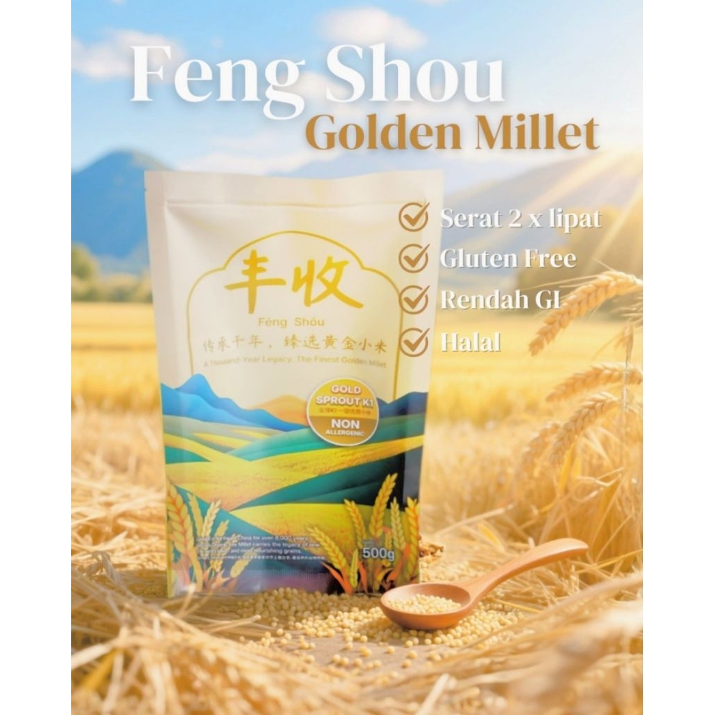 

Feng Shou Golden Yellow Organic Millet Haezbaby / Huang Xiao Mi / MPASI / Serelia / Gluten Free / Beras Diet / Healthy Menu / Jantung Sehat / Cegah Diabetes