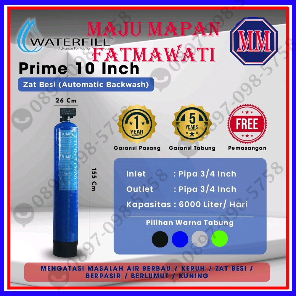 Filter Air Sumur Bor Waterfill Prime 10 Inchi Automatic (menyaring air keruh/ berbau/ zat besi/ mang