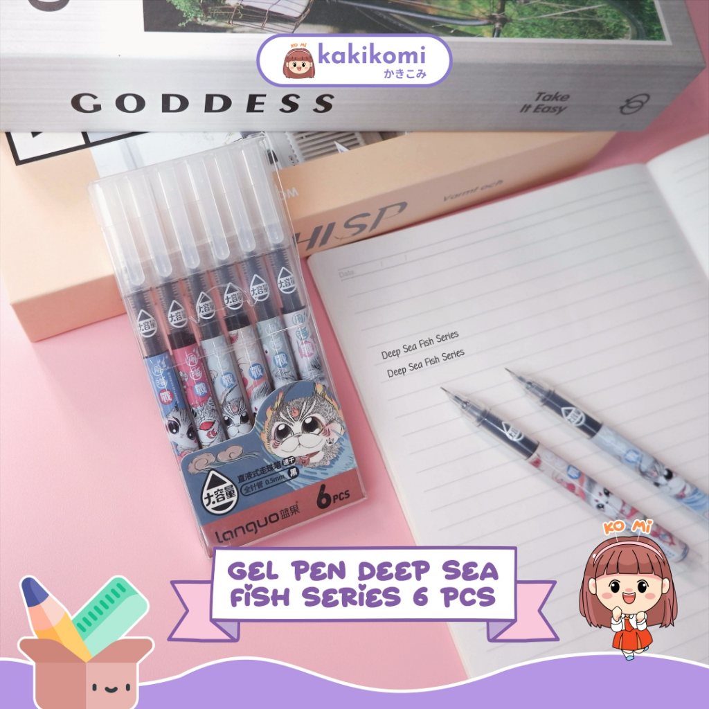 

Bulpoint Gel 0.5mm Languo Deep Sea Fish Series Pen Tinta Hitam Pulpen Lucu Karakter Kucing Air