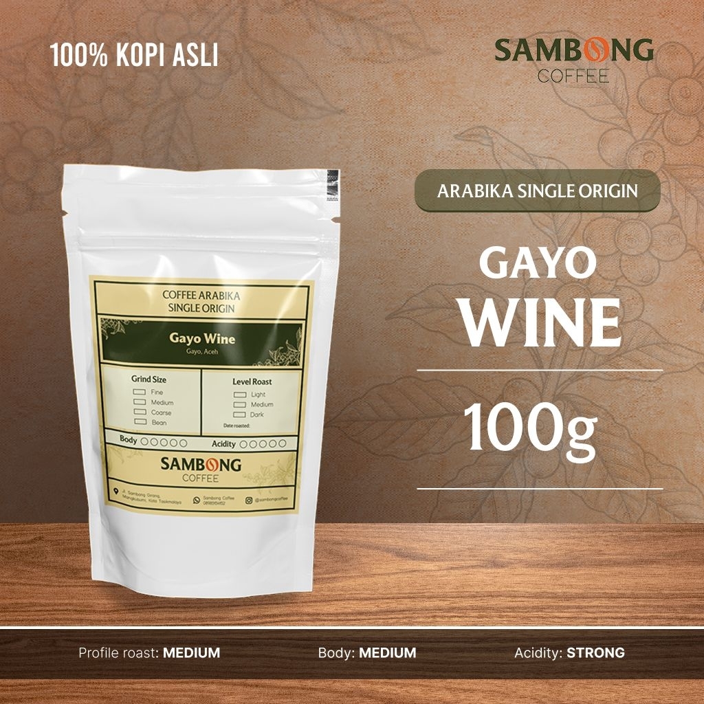 

Kopi Arabika Gayo wine 100g