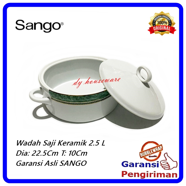 Wadah Saji Keramik Tutup Mangkok Saji Tutup Keramik 2.5 Liter Garansi Asli Sango