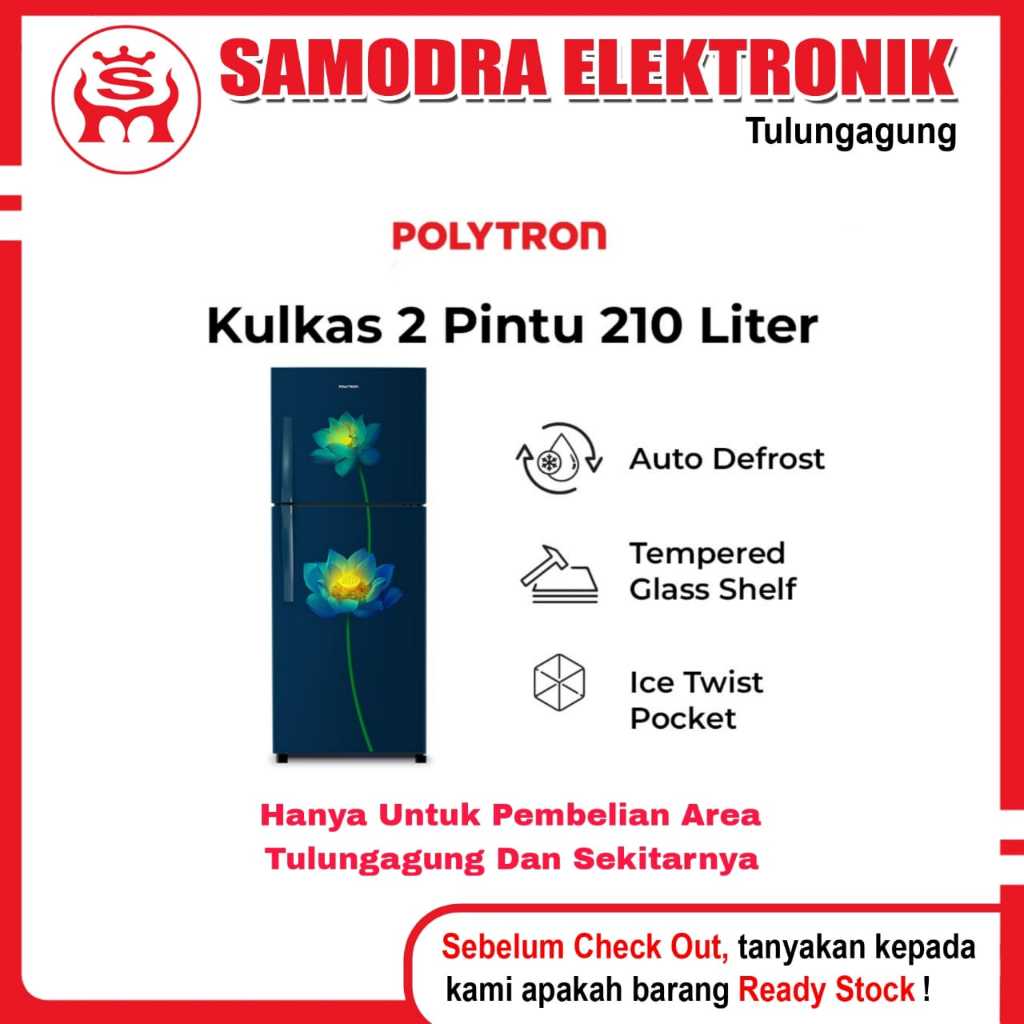 Kulkas POLYTRON PRB-217LB | Kulkas 2 Pintu 210 L