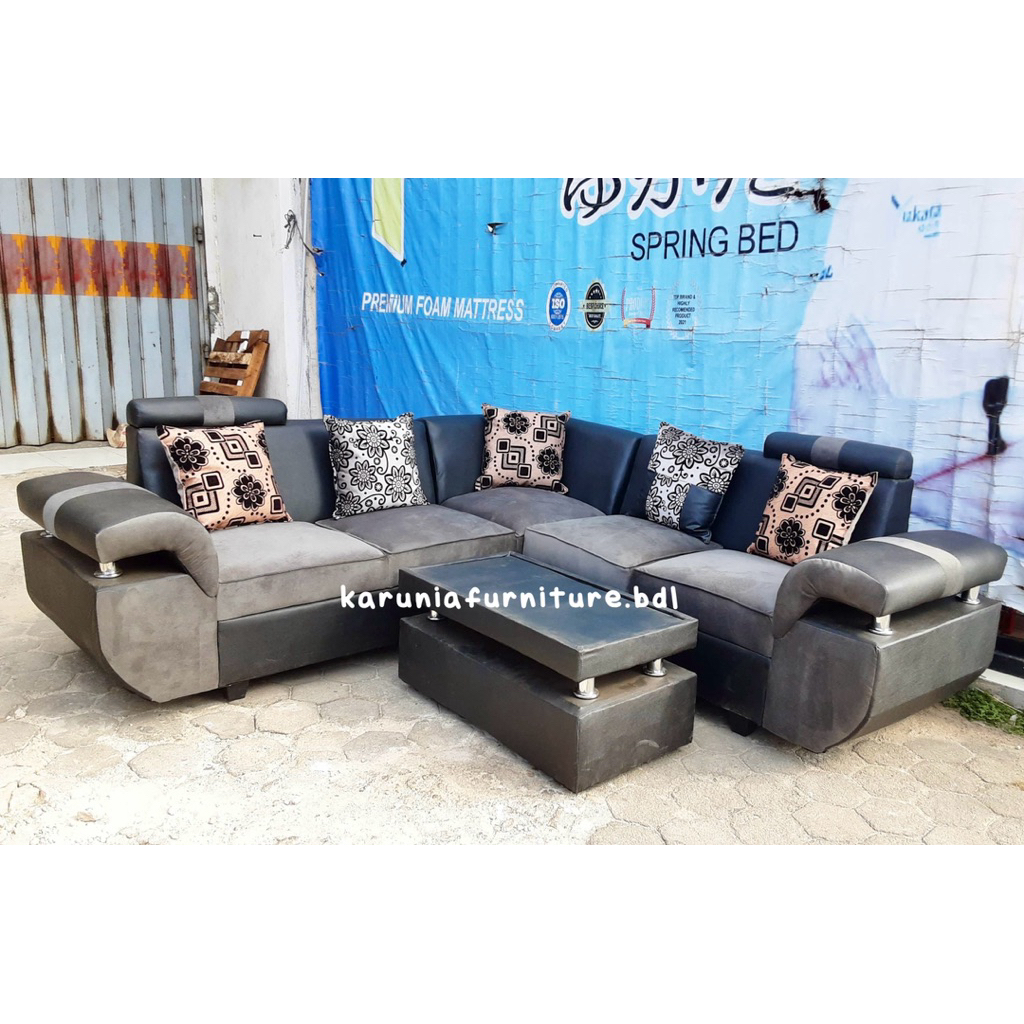 SOFA L MINIMALIS KOMBINASI | BISA PILIH WARNA & BAHAN | FREE ONGKIR BANDAR LAMPUNG