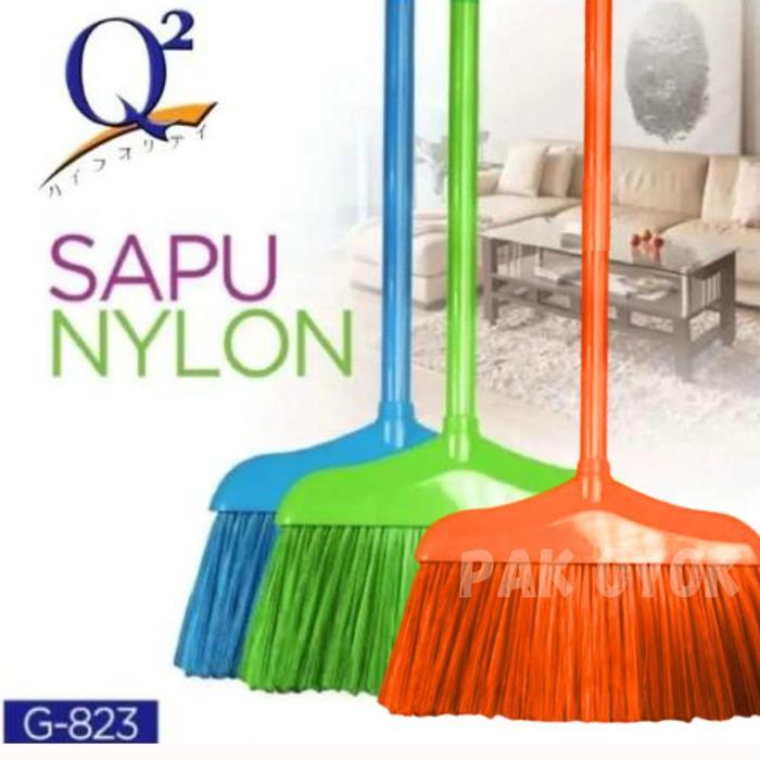 Sapu Lantai Nylon Q2-823 - Sapu Lantai Warna Warni Gagang Panjang - Sapu Nilon Anti Rontok