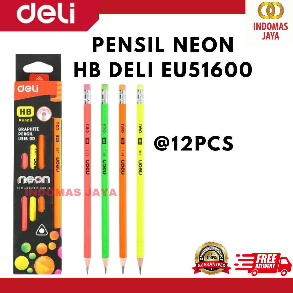 

Deli Pensil grafit kayu HB/2B Warna Neon - Pink & Kuning & Hijau & Oranye EU51600