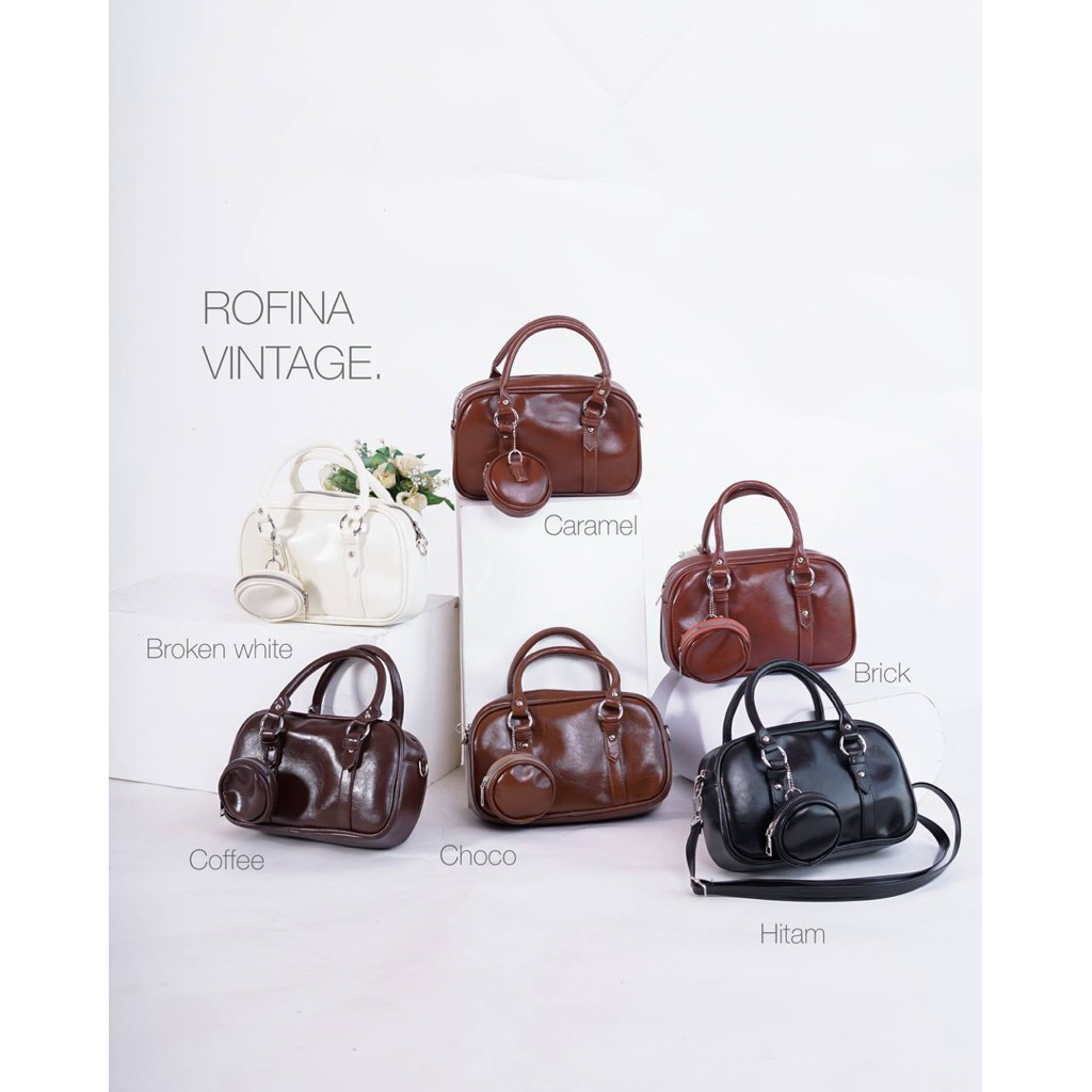 Tas Wanita Rofina Vintage – Handbag Slempang Mini Elegan + Dompet Koin (Ready 6 Warna)