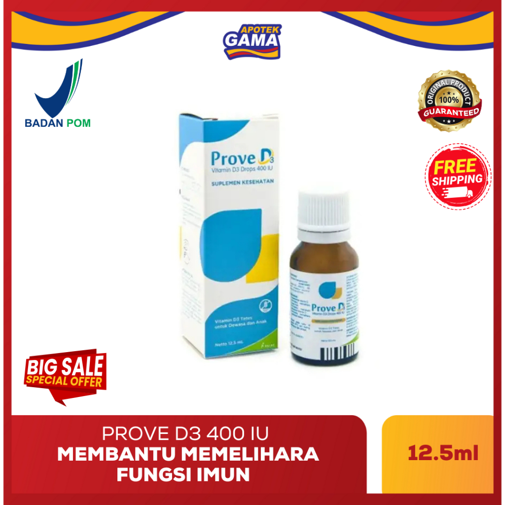 PROVE D3 Drop 400 IU – Suplemen Vitamin D3 Tetes untuk Bayi & Anak – 12.5ml | Apotek Gama
