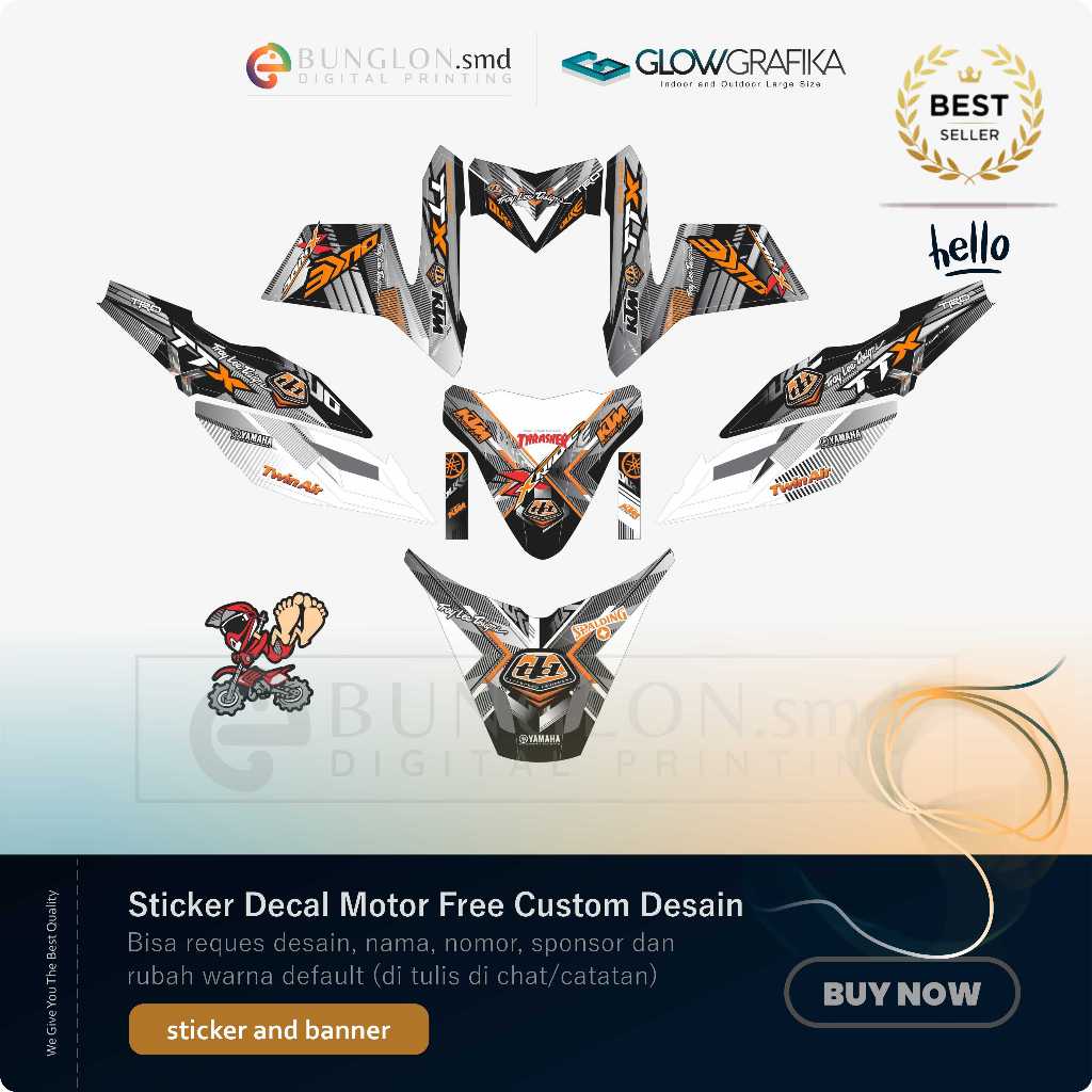 DECAL STIKER MOTOR CUSTOM YAMAHA X RIDE EDISI TTX DUKE ABU