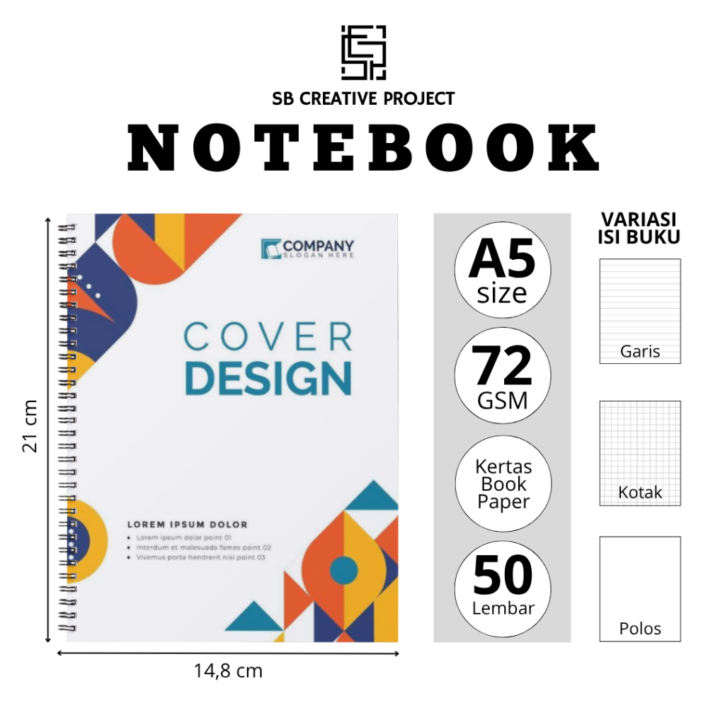 

Buku Tulis Notebook Custom Ukuran A5 Kertas Novel isi 50 Lembar
