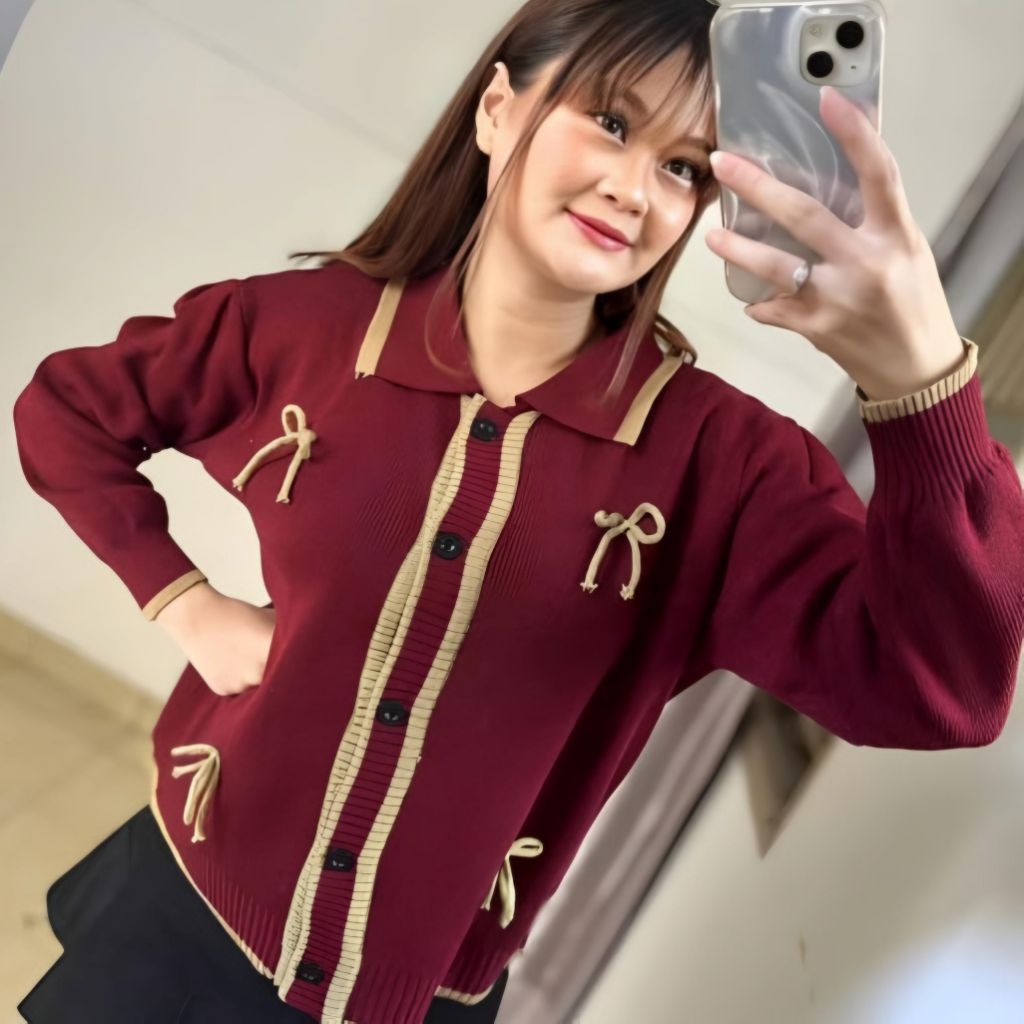Sweater Cardigan Pita Knit Atasan Seweater Cardigan Rajut Wanita Keiko Sweater Kardigan Rajut Wanita