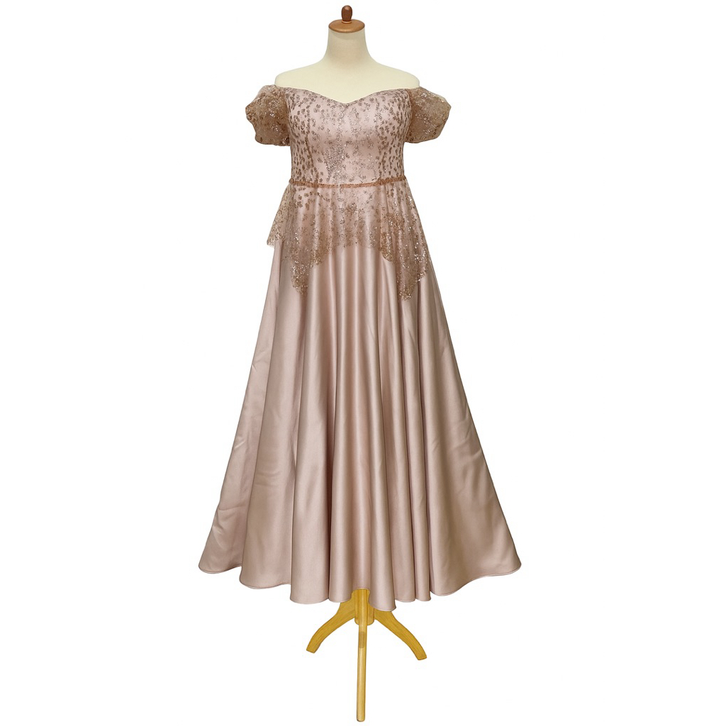 Gaun Pesta Big Size Warna Rose Gold