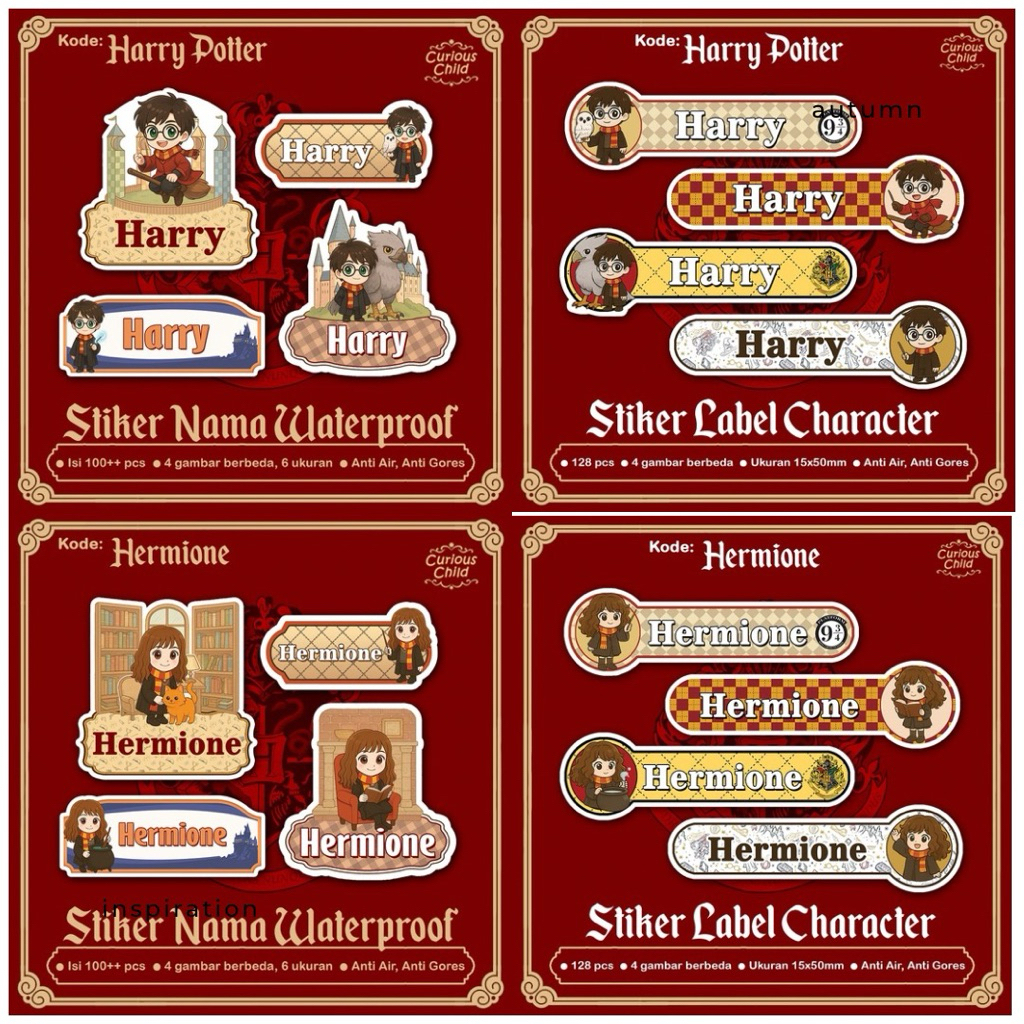 

CuriousChild.label - Custom Sticker Nama Waterproof - Harry Potter Series
