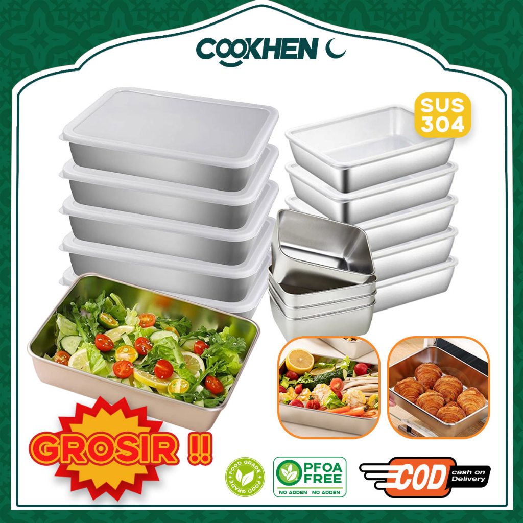 MA529 Cookhen Wadah Stainless Steel Bertutup Food Container Stainless Wadah Stainless Sayur Kotak