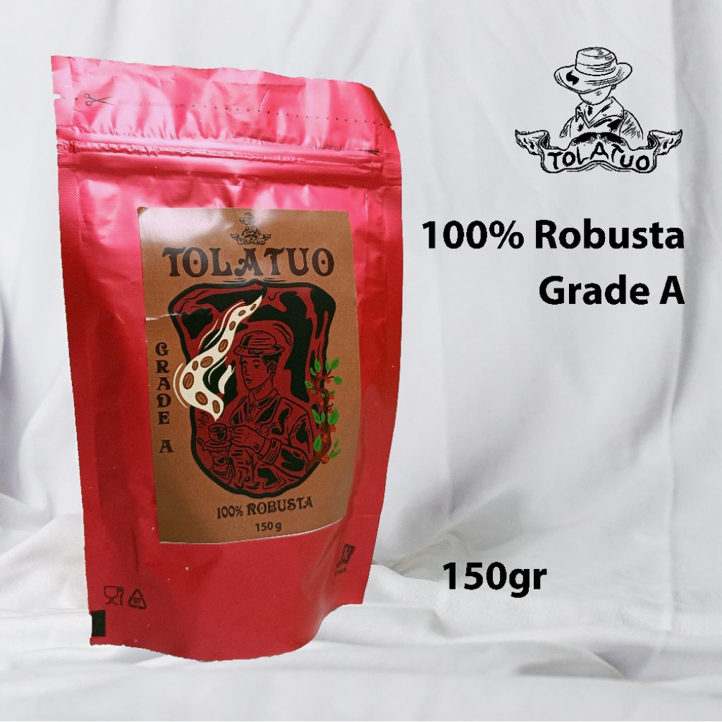 

Kopi Robusta 150gr Grade A | Kopi Tolatuo 100% Robusta Bubuk