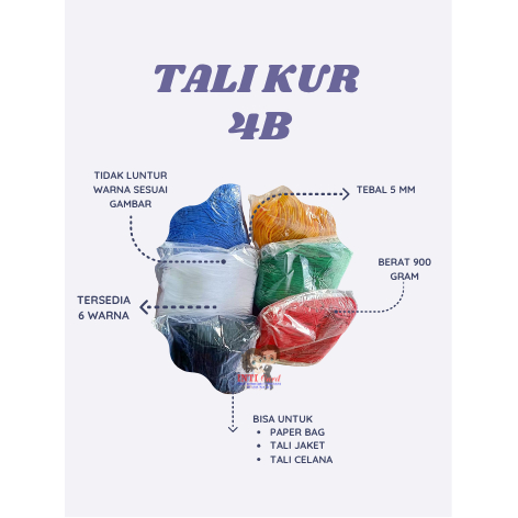 

TALI KUR 5MM-900GRAM (PAPER BAG, TALI JAKET, TALI CELANA, GANTUNGAN KUNCI)