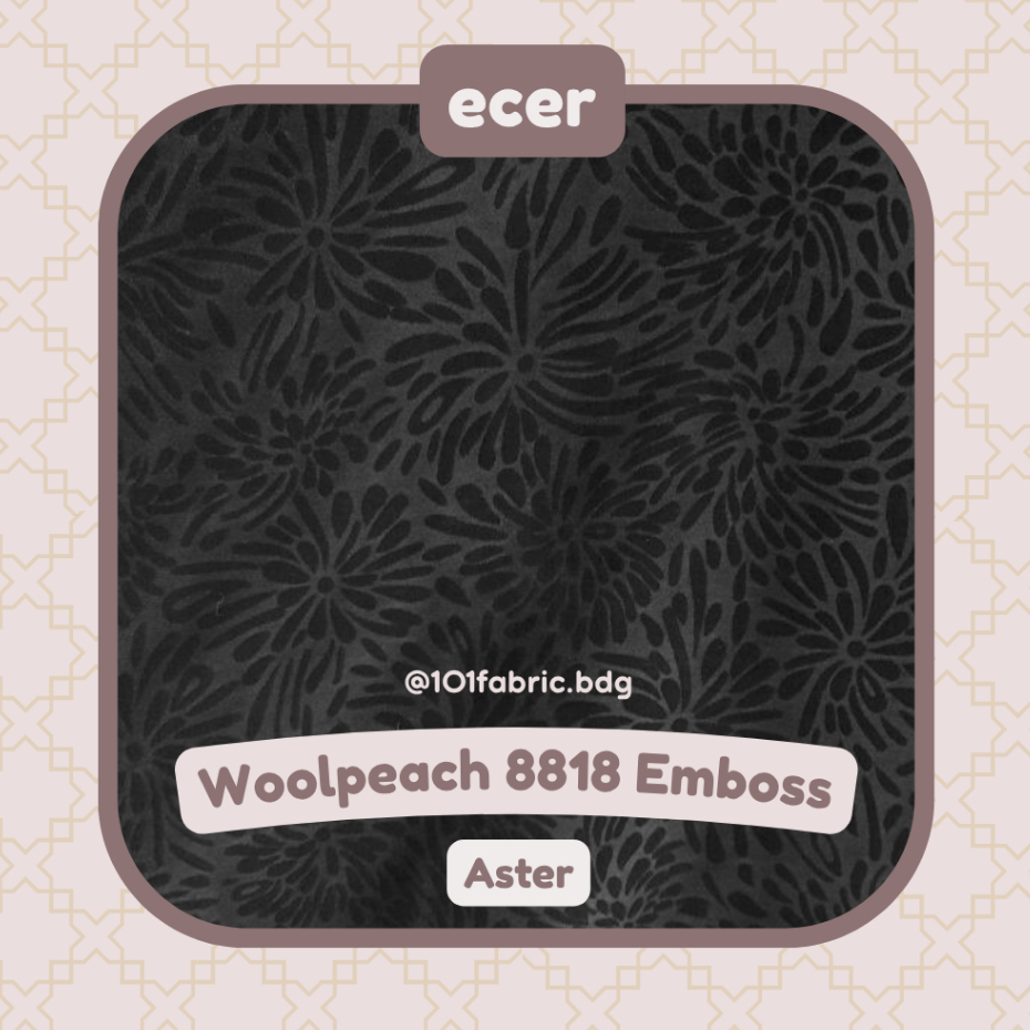 Kain Emboss WOOLPEACH - Jetblack - ASTER / DAHLIA - Grade "A" 8818 Leuwitex