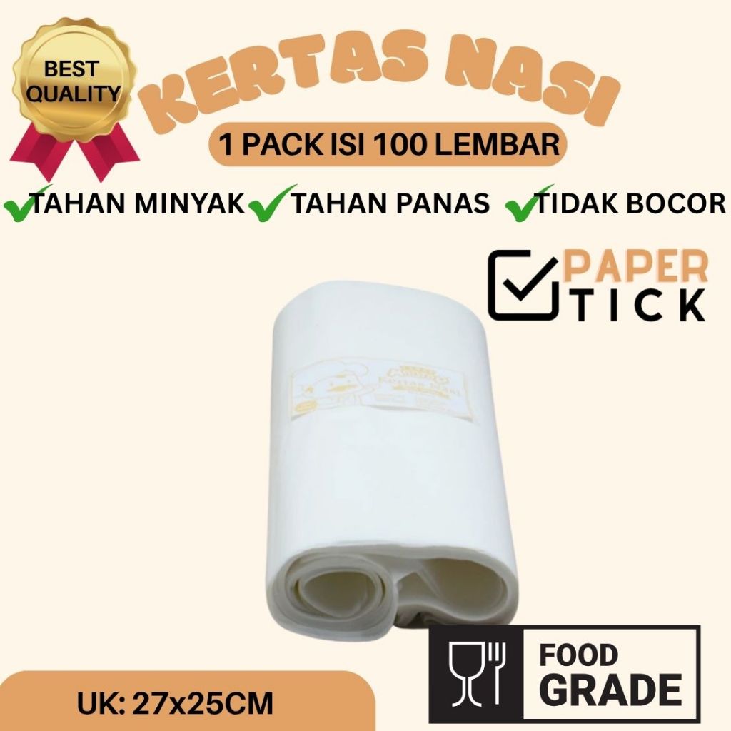 

(ISI 100LBR) KERTAS NASI SEDAP MANTAP KFC kertas burger kertas mcd kertas pembungkus nasi ukuran 25x27 CM