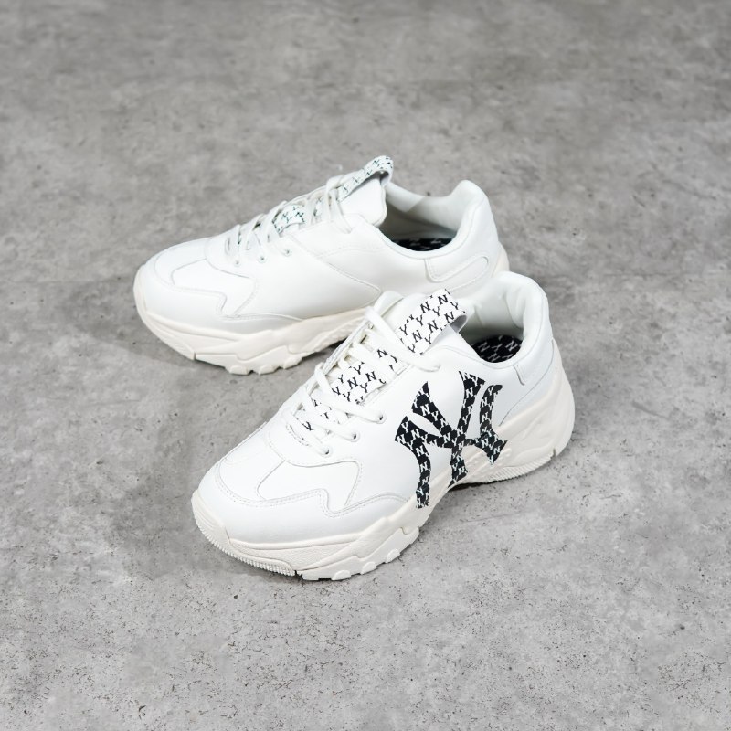 Sepatu MLB NY MONOGRAM BLACK IVORY WHITE RYTON SNEAKER 100% ORIGINAL