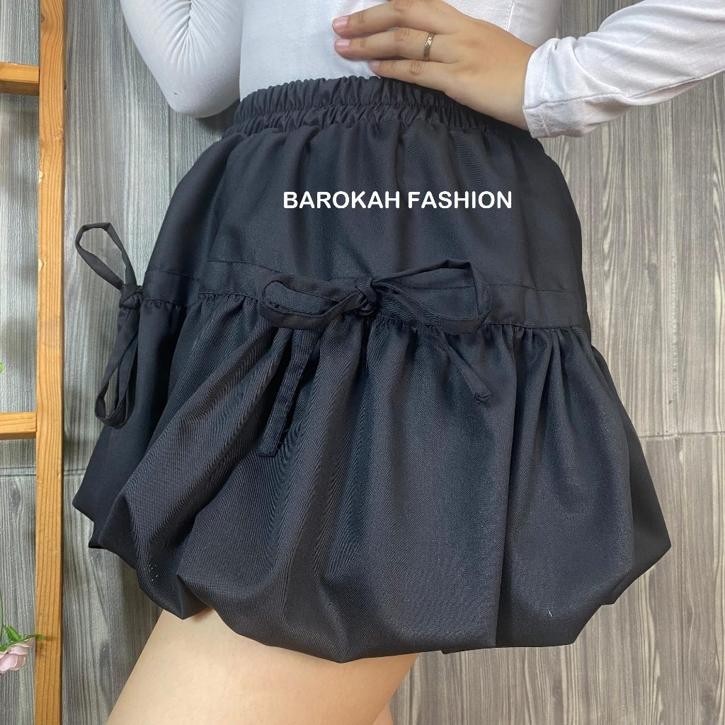 ROK PENDEK BALON / ROK MINI WANITA / SKIRT BALON PITA / ROK BUBBLE HIGHWAIST