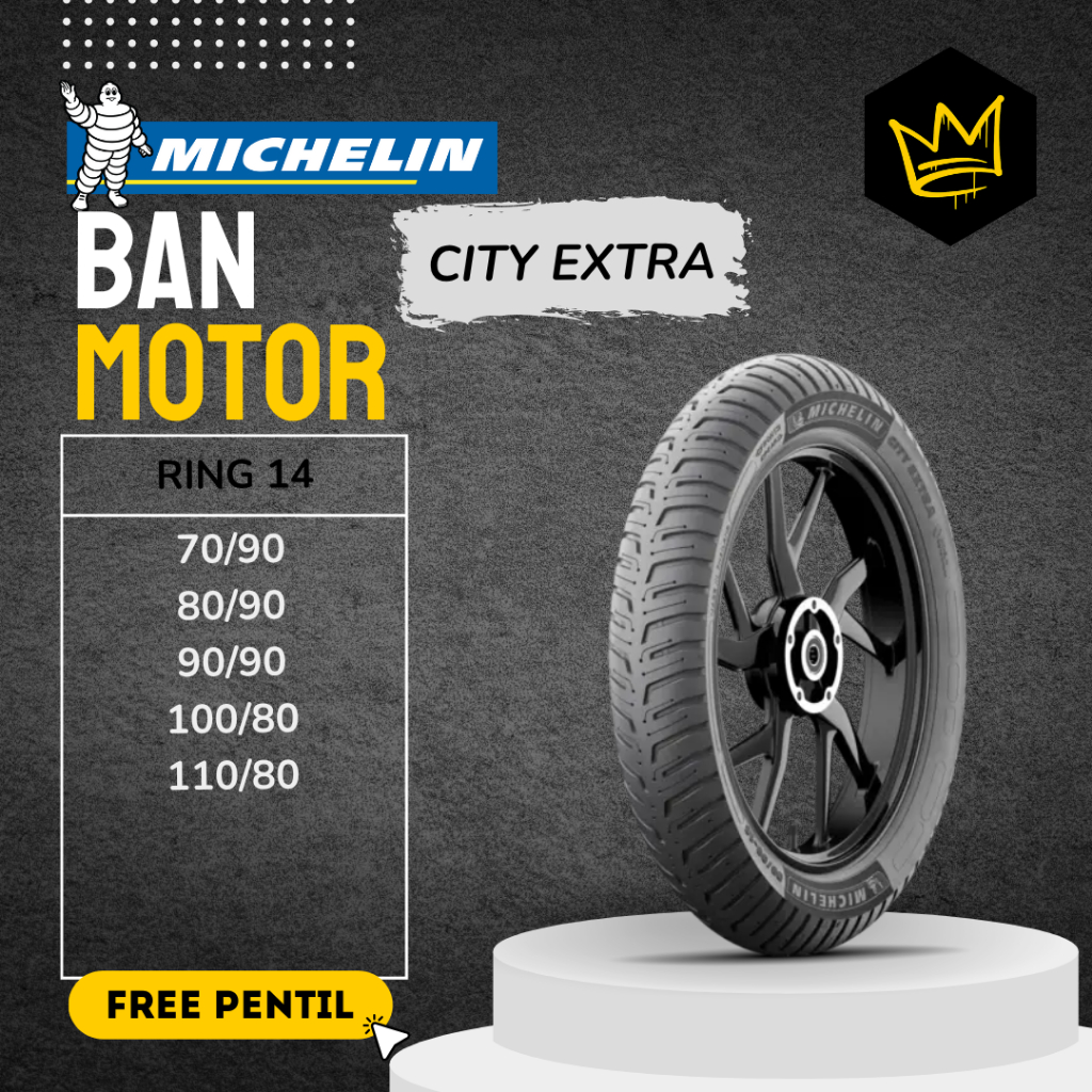 { Gratis Pentil } Ban Tubeless Michelin City Extra All Varian Ring 14 70/90-14 | 80/90-14 | 90/90-14