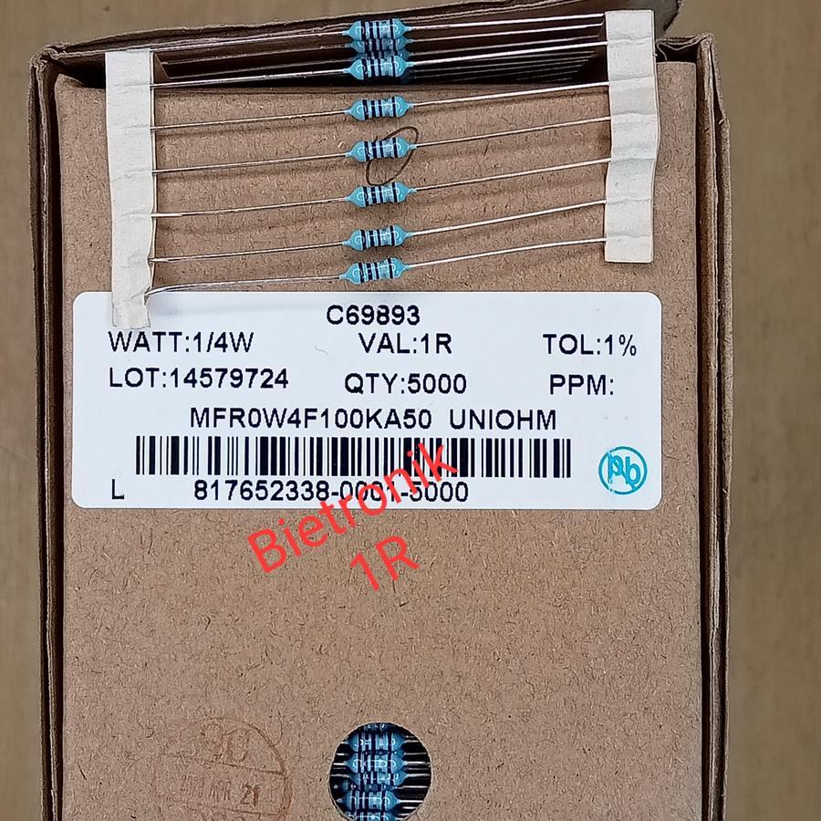 Resistor 1R 1 Ohm 1% 1/4W Metal Film Taiwan