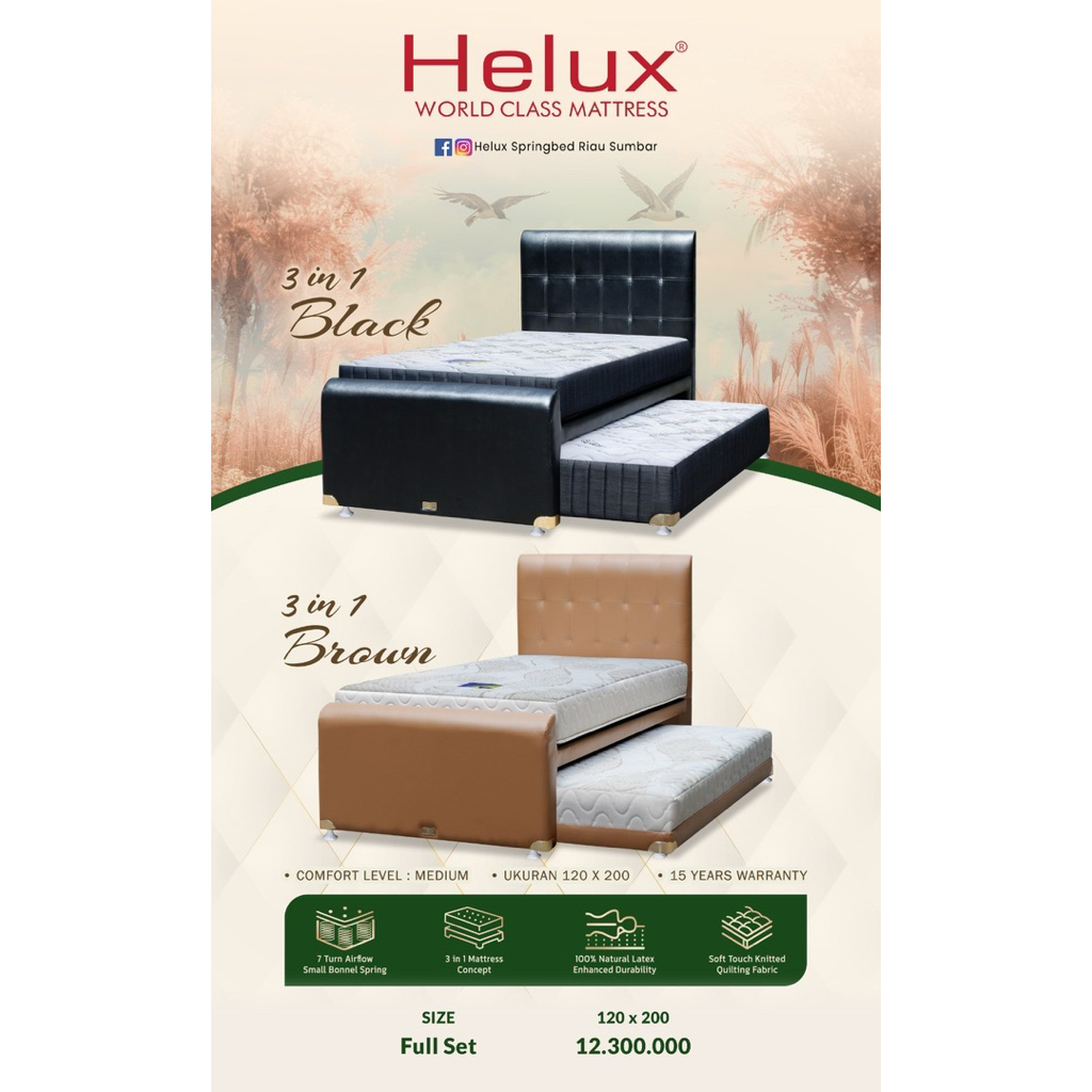 BED SORONG HELUX 3 in 1 BLACK & BROWN – Smart Space, Elegant Style