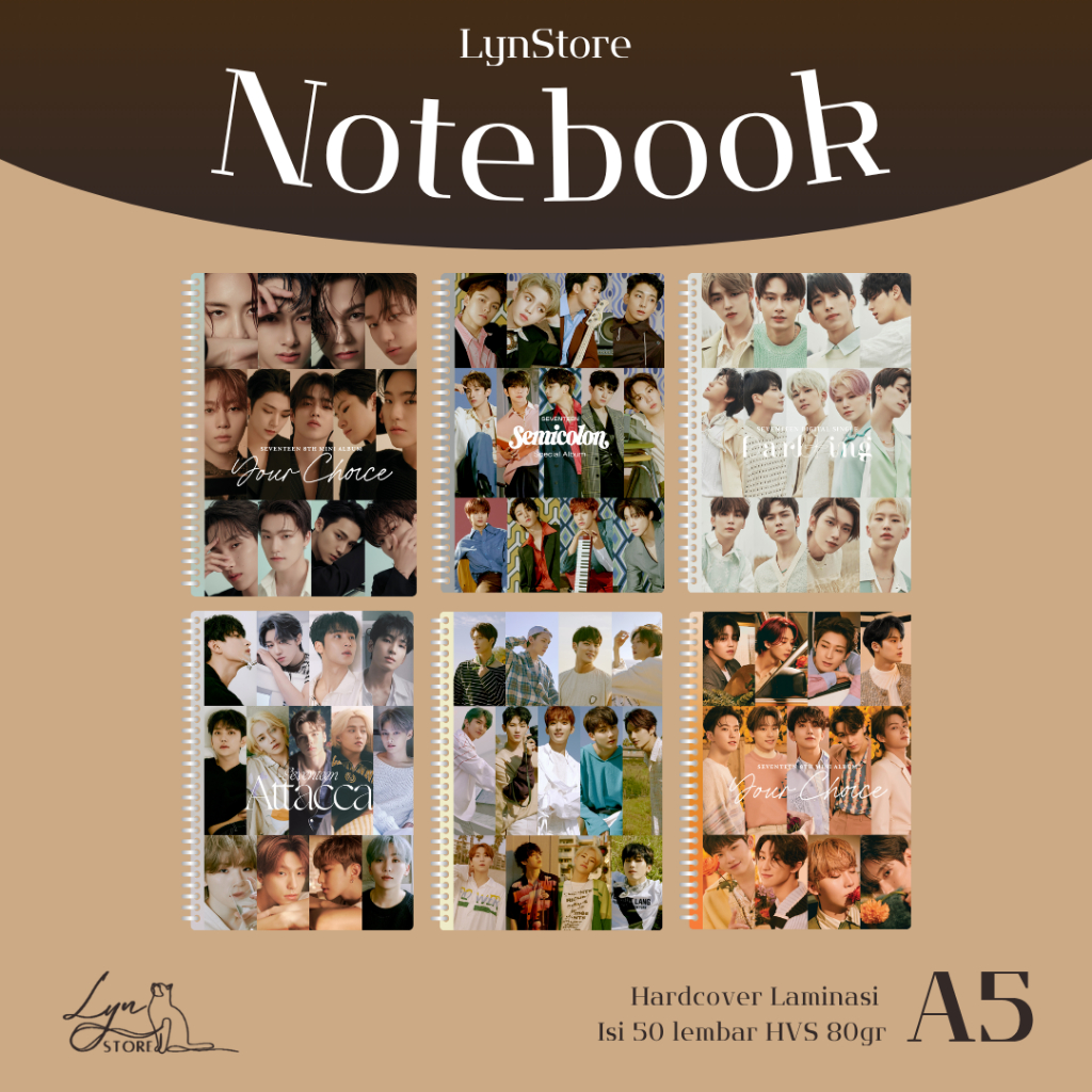 

(LS_040) Notebook Kpop A5 Hardcover Seventeen Collection 1 (Isi 50 Lembar Hvs + Hardcover Laminasi 2 Sisi) Buku Tulis Catatan Notebook Ring A5 Hardcover Laminasi / Notebook Journal A5 Hardcover / Spiral Buku Agenda A5 Hardcover Laminasi