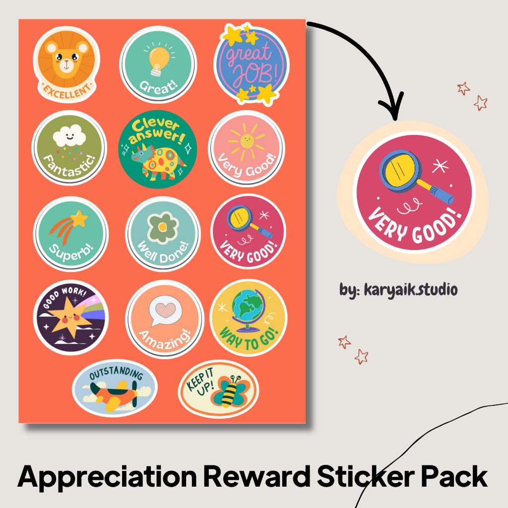 

Appreciation Reward Sticker Pack - Vinyl Aesthetic A6 | Stiker Planner, Laptop, Jurnal