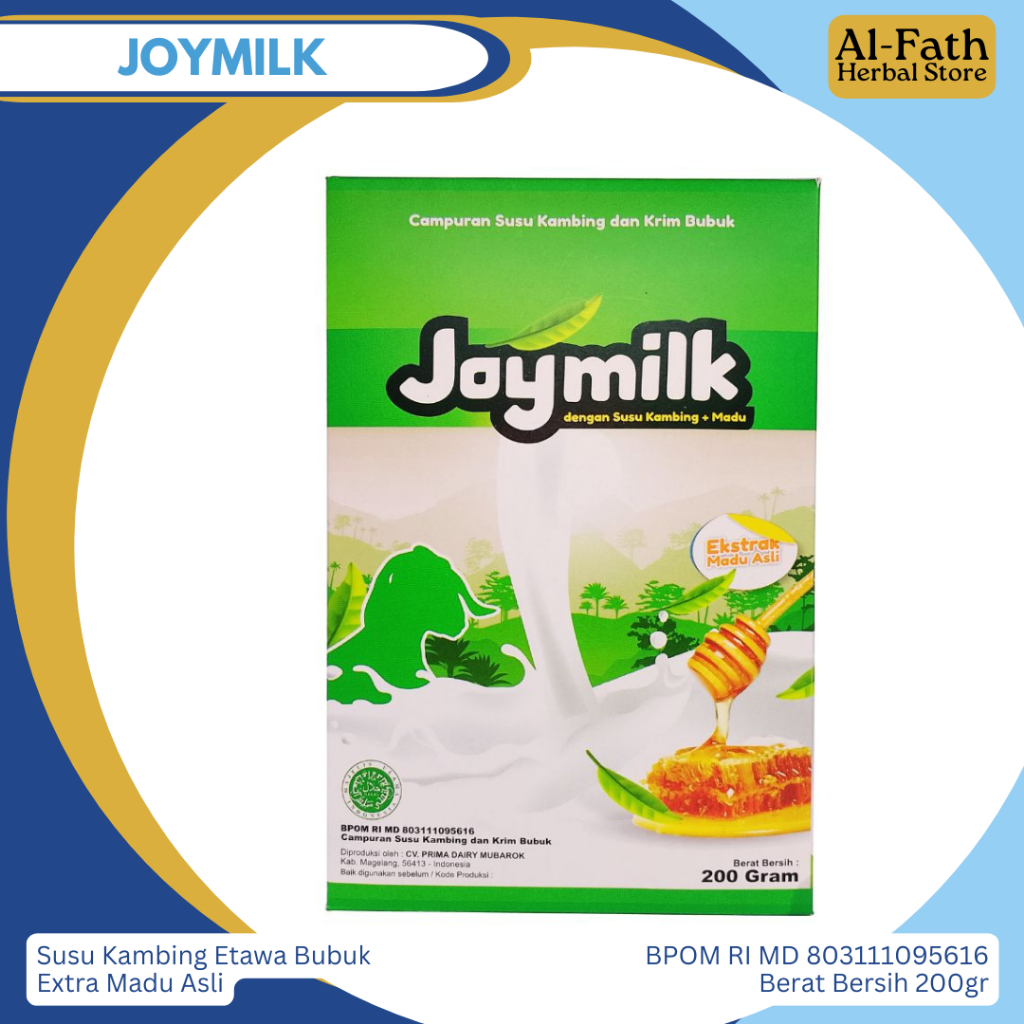 

Susu kambing Joymilk Susu kambing etawa bubuk dengan madu asli kemasan box 200gr