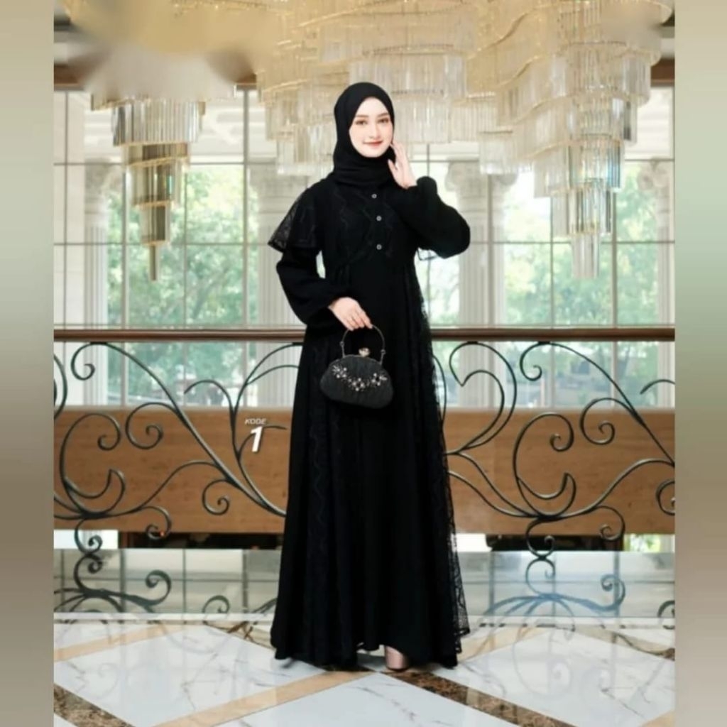 Gamis Brokat Wanita Dewasa Terbaru 2025 Maxy Kekinian Batari Dress Bahan Ceruty Babydoll Full Furing