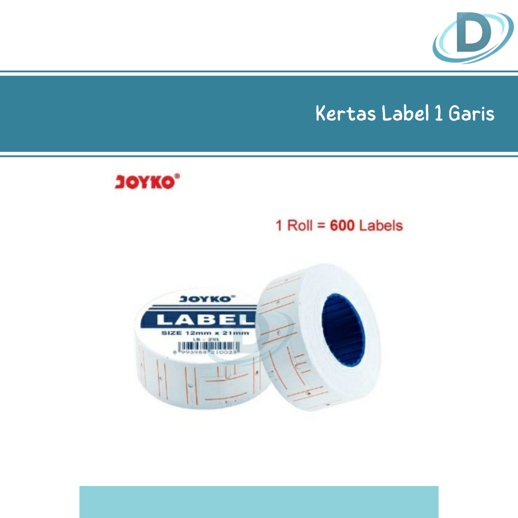 

Kertas Label Roll Joyko 1 Baris (1Roll : 10pcs) Isi Ulang Stiker Label