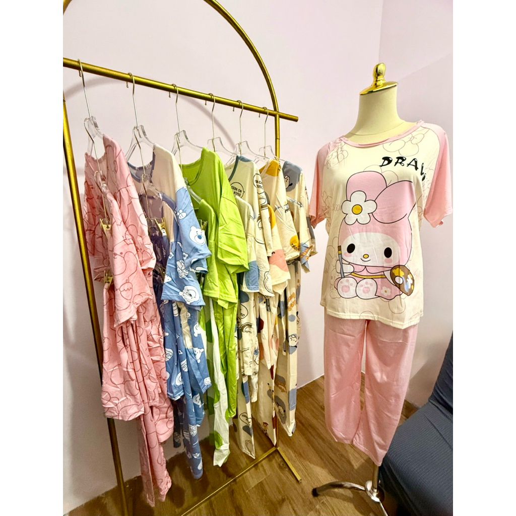 piyama baju tidur 4 in 1 daster celana panjang celana pendek kaos