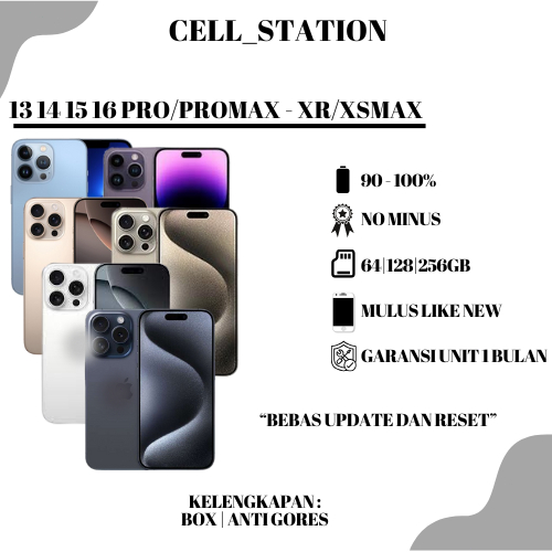 ip second 16 15 14 13 pro promax - xr & xsmax ganti housing normal minus 512gb/256gb/128gb/64gb ori