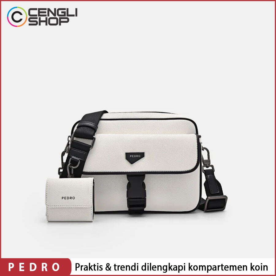 TAS SELEMPANG PRIA PEDRO SLING BAG ORIGINAL BRANDED TERBARU PUTIH PM061