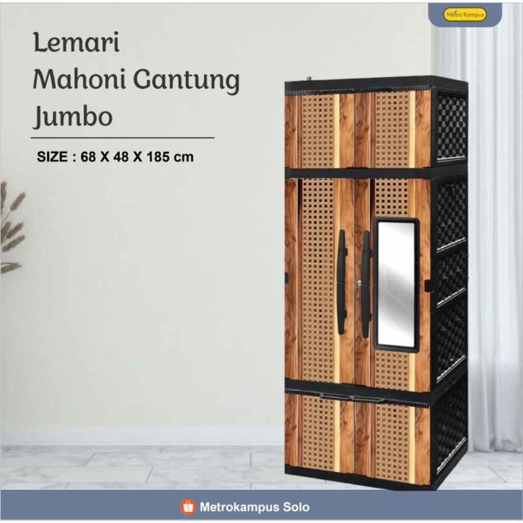 Lemari Mahoni Gantung Jumbo/lemari motif kayu/lemari pakaian jumbo