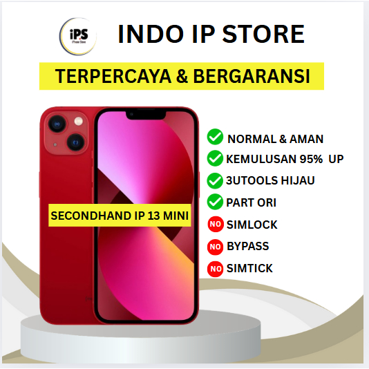 IP 13 MINI  128GB Second Inter Fullset LCD ORI 100 Good Condition No Minus No Refurbis No Rekondisi 