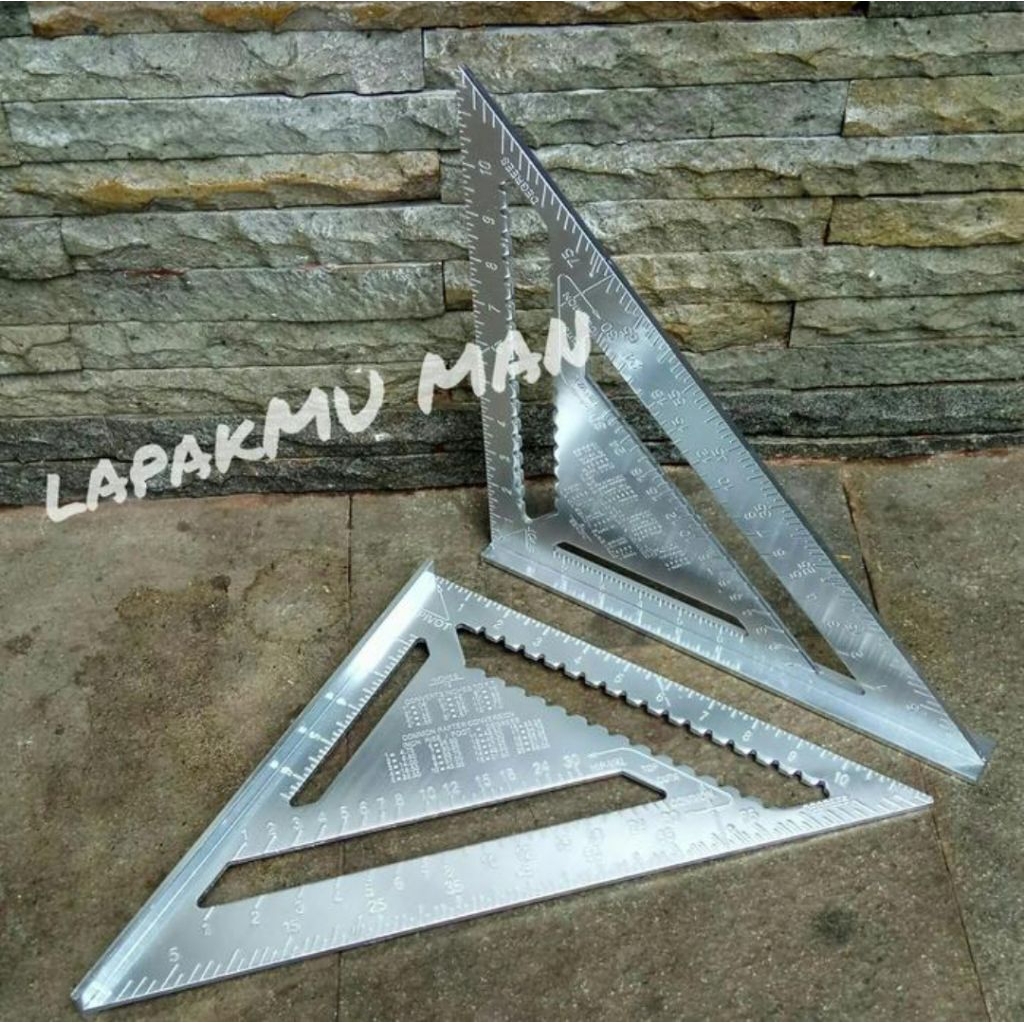 Penggaris Siku segitiga alumunium siku sudut tukang