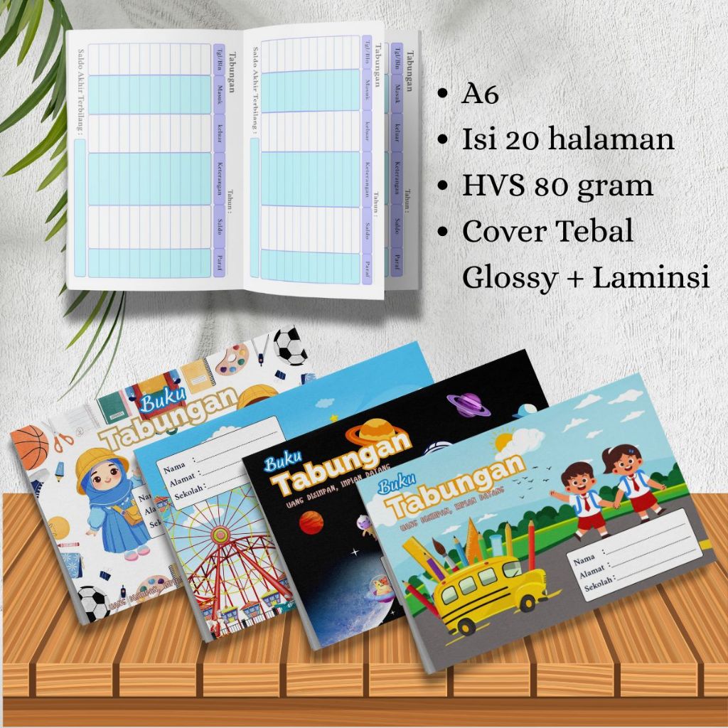 

Buku tabungan anak-anak ukuran A6 landscape 20 halaman