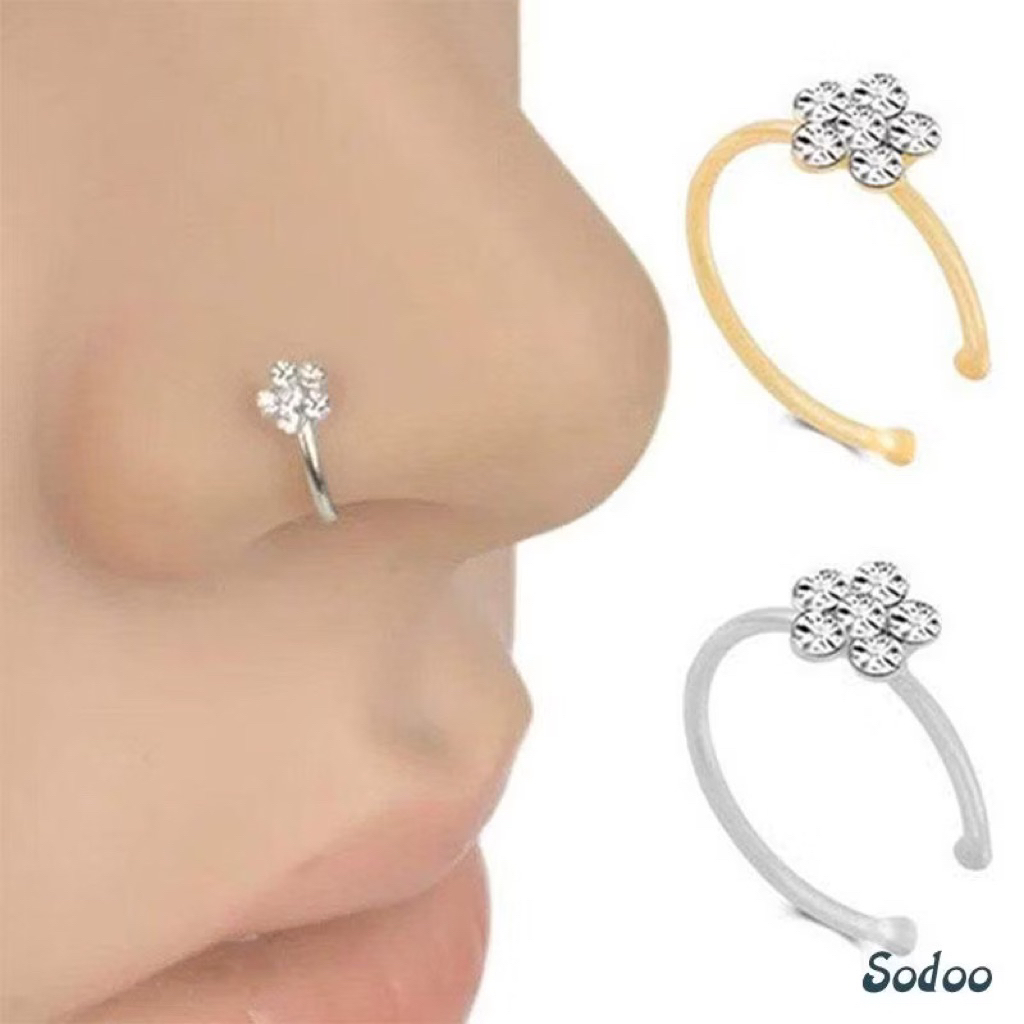 [MADANI] ANTING KLIP ON HIDUNG TANPA TINDIK ANTING HIDUNG DESAIN BUNGA HIAS KRISTAL IMITASI