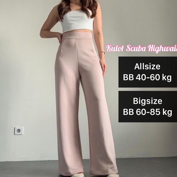 Miliki  Celana Kulot Highwaist Wanita Celana Cullote Scuba Panjang Premium  Felicia High Waist Long 