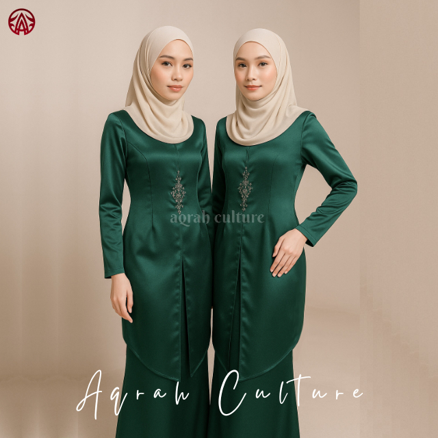 Airene Setelan Baju Kurung Melayu Wanita Modern One Set Pakaian Kondangan Tunik Kebaya Muslim Pesta 