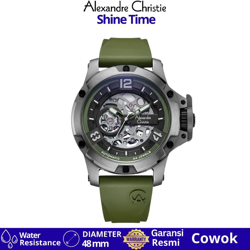 Jam Tangan Pria  Alexandre Christie AC 6295 MTRGREEN AUTOMATIC