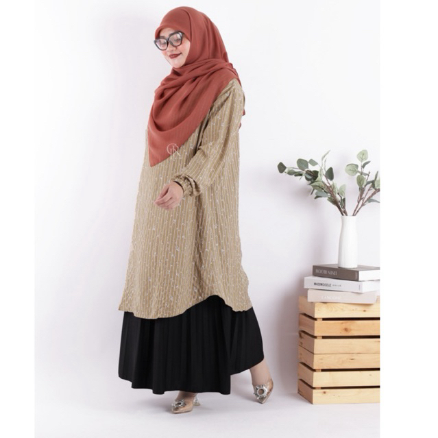 Stripes Floral Tunic | Tunik Motif | Tunik Jumbo | Tunik Midi