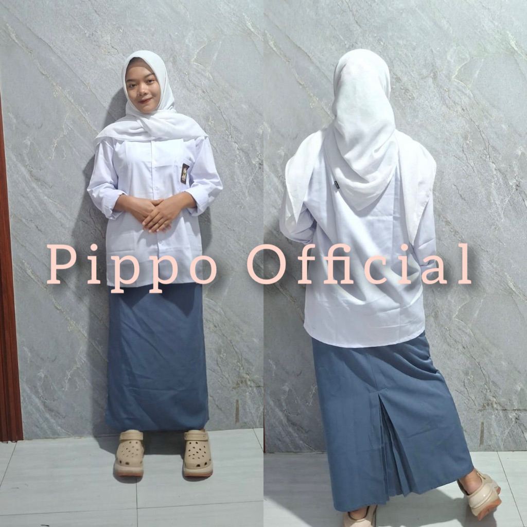 Rok Panjang Seragam Wanita Muslimah Rempel Belakang – Rok Sekolah / Kerja / Kuliah Bahan Adem & Tida