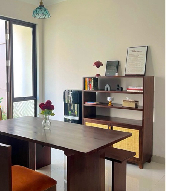 Lemari Buku Rak Buku Pajangan Kayu Jati Premium / Rak Penyimpanan Assesoris / Rak Kayu Jati Penyekat