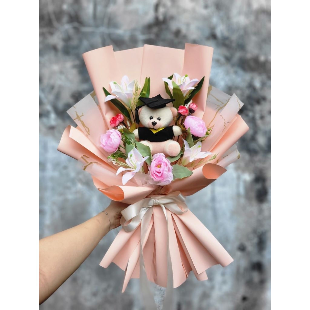 BUKET BONEKA LARGE BESAR WISUDA GRADUATION BOUQUET ARTIFICIAL FLOWER BOUQUET BUNGA PALSU MURAH BUKET