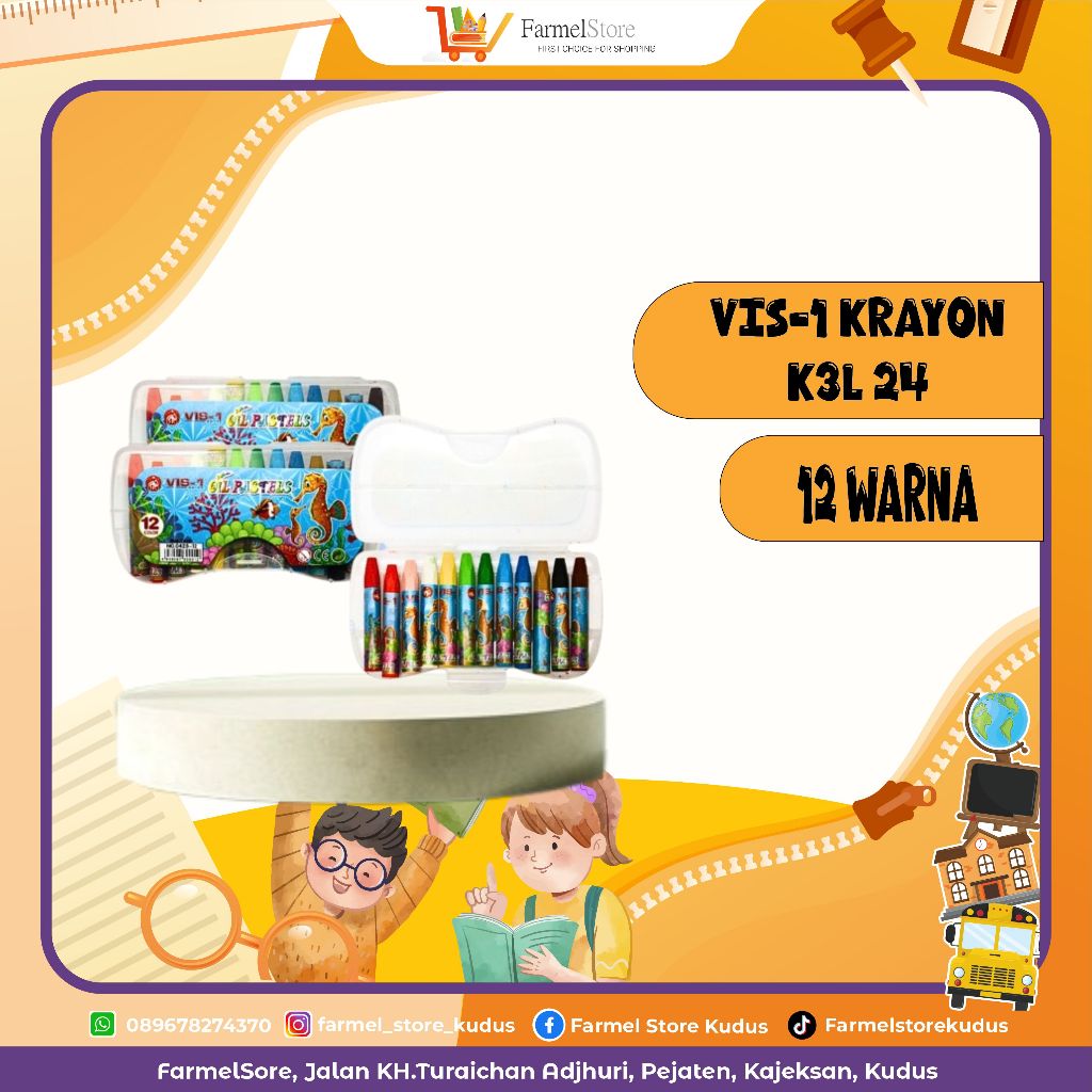 

Vis-1 Crayon Oil Pastel (Isi 12 Warna)