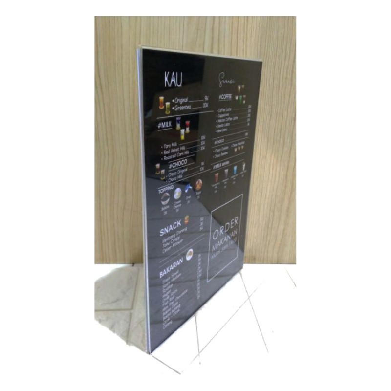 

Ready Stand Brosur A4 Papan Menu Acrylic